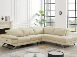 Sofá reclinable eléctrico de esquina derecha PUNO II en piel de vacuno Sofá Relax