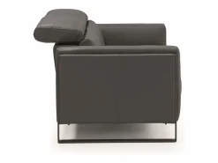 Les Tendances Sofá reclinable eléctrico de cuero Kinston-Gris oscuro-2 asientos fijos