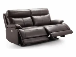 Clearance Les Tendances Sofá reclinable eléctrico de cuero Ducka-Marrón claro-Sistema Fijo - sin relajante-2 plazas Marru00f3n