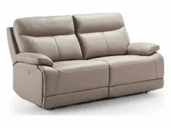 Clearance Les Tendances Sofá reclinable eléctrico de cuero Ducka-Marrón claro-Sistema Fijo - sin relajante-2 plazas Marru00f3n