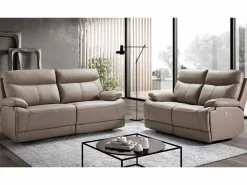 Les Tendances Sofá reclinable eléctrico de cuero Ducka-Marrón-Sistema Eléctrico-2 plazas