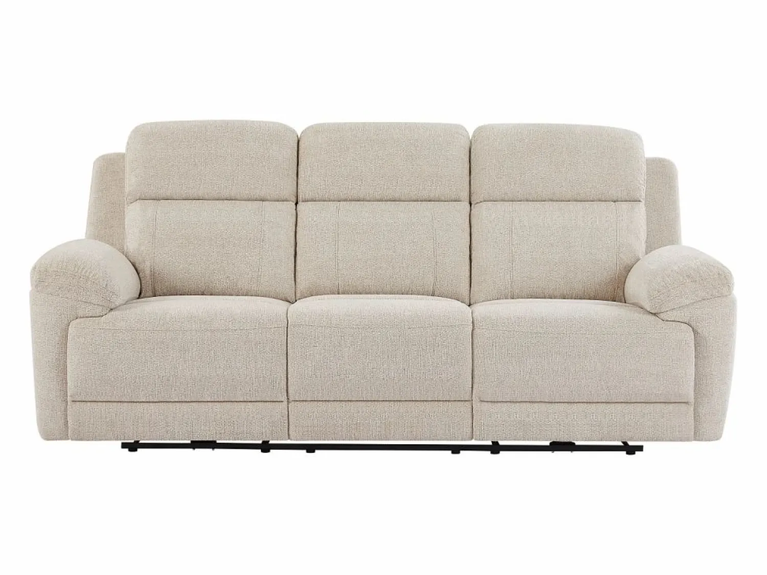 Vente-unique Sofá reclinable eléctrico de 3 plazas con mesa de tela de color KELUNO Beige