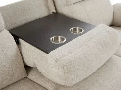 Vente-unique Sofá reclinable eléctrico de 3 plazas con mesa de tela de color KELUNO Beige