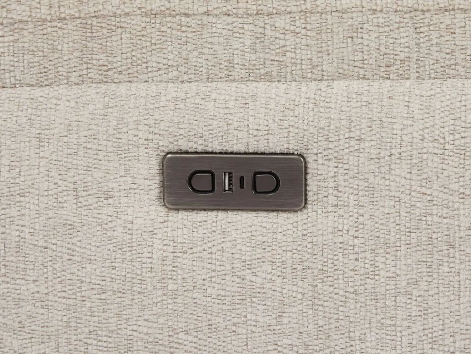 Vente-unique Sofá reclinable eléctrico de 3 plazas con mesa de tela de color KELUNO Beige