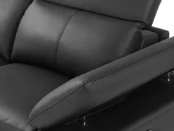 Discount Sofá reclinable eléctrico de esquina izquierda PUNO II en piel de vacuno negra Sofá Relax