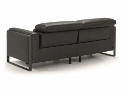Best Sofá reclinable eléctrico de cuero Kinston-Gris oscuro-Sillón reclinable eléctrico de 3 plazas Sofá Relax