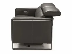 Best Sofá reclinable eléctrico de cuero Kinston-Gris oscuro-Sillón reclinable eléctrico de 3 plazas Sofá Relax