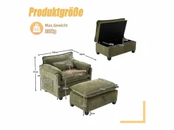 Discount Sofá recto - Sofá con bolsillos laterales y reposapiés con espacio de almacenamiento - para sala de estar y dormitorio Sofá Relax