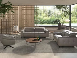 Best Angel Cerda Sofá relax 3 plazas piel 6210 Gris