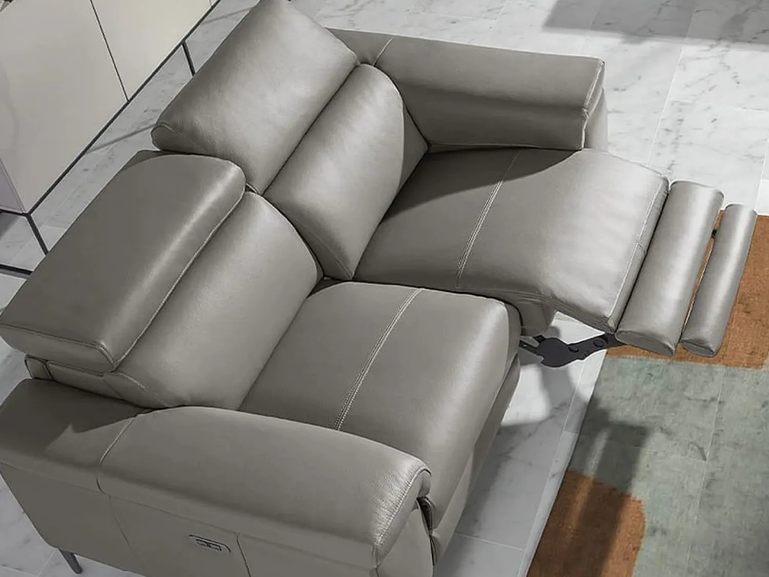 Angel Cerda Sofá relax 2 plazas piel gris oscuro 6121
