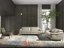 Angel Cerda Sofá relax 3 plazas piel gris taupe 6190