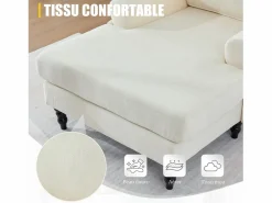 Discount Sofá Relax de 1 Plaza en Felpa - Respaldo Envolvente - Asiento Extra Profundo 100cm - Estructura 250kg - Ideal para Salón, Oficina y Balcón - Pies de Madera Maciza Beige