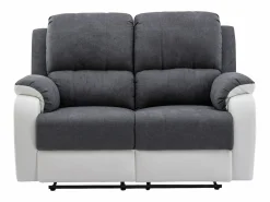 Discount Vente-unique Sofá relax de 2 plazas de microfibra y piel sintética gris y blanco BRODY Gris / Blanco
