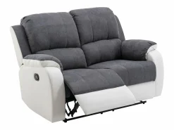 Discount Vente-unique Sofá relax de 2 plazas de microfibra y piel sintética gris y blanco BRODY Gris / Blanco