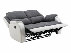 Discount Vente-unique Sofá relax de 2 plazas de microfibra y piel sintética gris y blanco BRODY Gris / Blanco