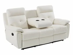 Vente-unique Sofá relax de 3 plazas de piel estilo contemporáneo VINETA Blanco