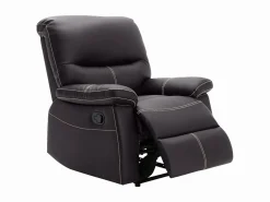 Vente-unique Sofá relax de 3+1 plazas de piel sintética marrón pespuntes beige CANBY
