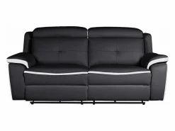 Clearance Vente-unique Sofá relax eléctrico 3 plazas piel negro/blanco ANGELIQUE Negro / Blanco