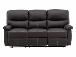 New Vente-unique Sofá relax mecánico de 3 plazas de piel sintética marrón CANBY Marru00f3n