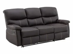 New Vente-unique Sofá relax mecánico de 3 plazas de piel sintética marrón CANBY Marru00f3n