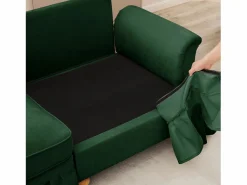 New Sofá Respaldo segmentado Espuma alta densidad Puff incluido Tela chenilla Verde