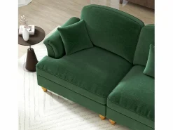 New Sofá Respaldo segmentado Espuma alta densidad Puff incluido Tela chenilla Verde