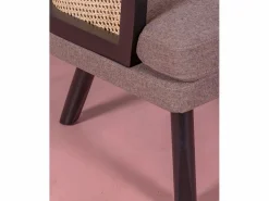 Clearance Sofá retro vintage en ratán natural y cojín de algodón - Leeds - Sofá Vintage