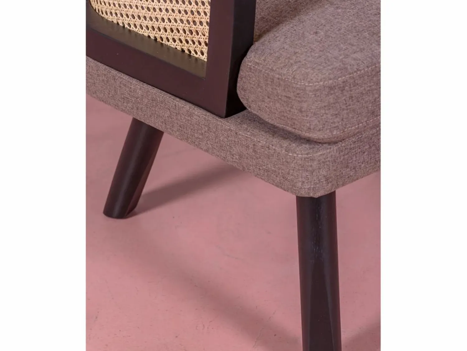 Clearance Sofá retro vintage en ratán natural y cojín de algodón - Leeds - Sofá Vintage