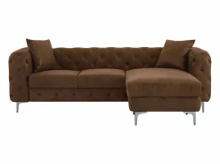 Vente-unique Sofá rinconera chesterfield reversible de microfibra efecto cuero envejecido marrón EDWINA