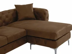 Vente-unique Sofá rinconera chesterfield reversible de microfibra efecto cuero envejecido marrón EDWINA