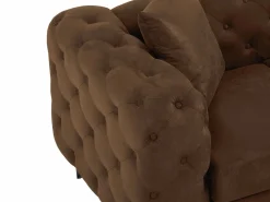 Vente-unique Sofá rinconera chesterfield reversible de microfibra efecto cuero envejecido marrón EDWINA