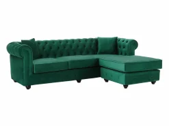 Vente-unique Sofá rinconera chesterfield reversible de terciopelo TOLEDO