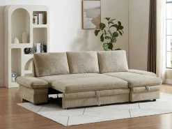 Outlet Vente-unique Sofá rinconera convertible y reversible en chenilla SIVIARA Beige