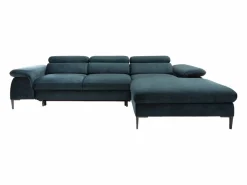 Vente-unique Sofá rinconera convertible de terciopelo azul noche diseño SEPINA