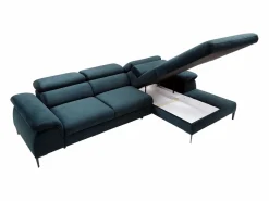 Vente-unique Sofá rinconera convertible de terciopelo azul noche diseño SEPINA