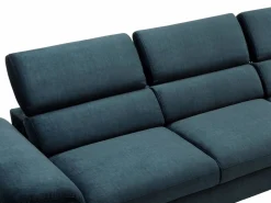 Vente-unique Sofá rinconera convertible de terciopelo azul noche diseño SEPINA