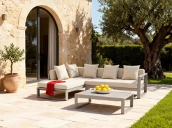 MYLIA Sofá rinconera de jardín modular de aluminio - - MOLOKAI de