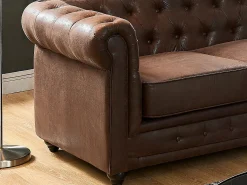 Online Sofá rinconera de microfibra envejecida color marrón CHESTERFIELD Sofás Y Sillones|Sofá Vintage