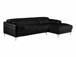Outlet LINEA SOFA Sofá rinconera de piel ángulo derecho color SOLANGE Negro