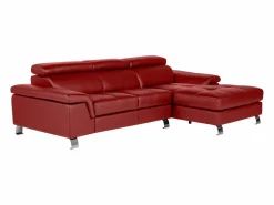 New Vente-unique Sofá rinconera de piel y angulo derecho MISHIMA Rojo