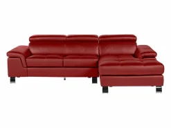 New Vente-unique Sofá rinconera de piel y angulo derecho MISHIMA Rojo
