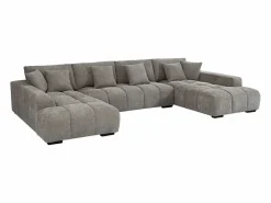 Clearance Vente-unique Sofá rinconera de tela acolchado con efecto matelassé de estilo diseño BERENIA Gris