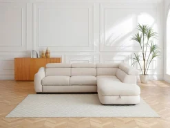 New Vente-unique Sofá rinconera derecha convertible en tela texturizada BESEMA Beige