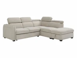 Hot Vente-unique Sofá rinconera derecha convertible y puf en tela BALOTIA Beige