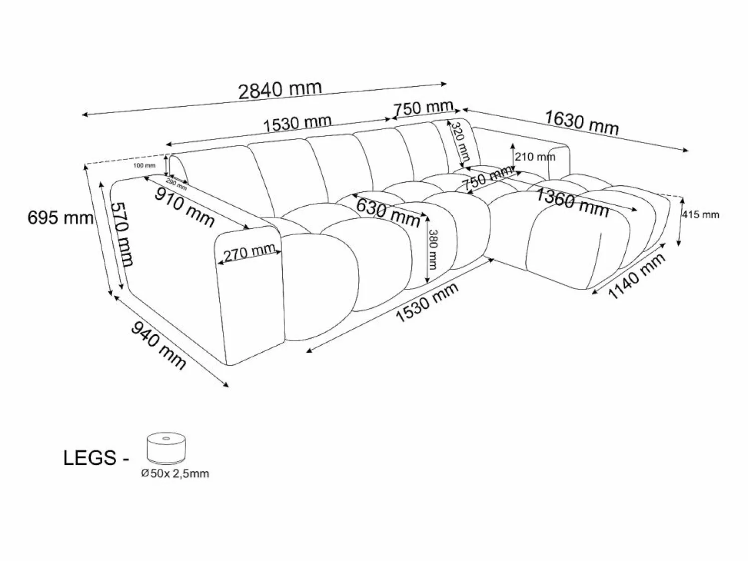 Maison Céphy Sofá rinconera derecha en chenilla CALESO de