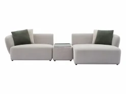 New Vente-unique Sofá rinconera derecha modular con mesa de tela RANASO Gris claro