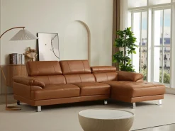 Online LINEA SOFA Sofá rinconera derecha piel caramelo EXCELSIOR II Camel