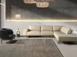 Outlet Angel Cerda Sofá rinconera derecha piel arena 6203 Beige