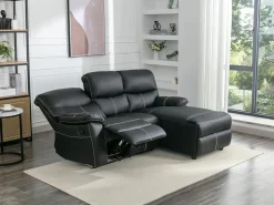Sale Vente-unique Sofá rinconera derecha relax de piel sintética color CANBY Negro