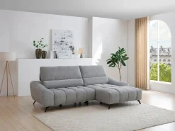 Vente-unique Sofá rinconera derecha relax con asiento deslizante en tela ELOSIA